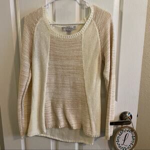 By Design Two Tone Knit Sweater Women's Size Medium Ivory & Beige Minimalist